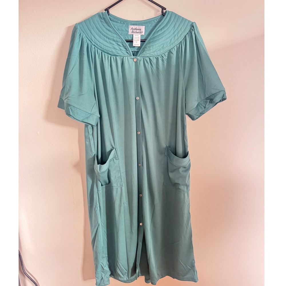 Anthony Richard's- Polyester Snap-Front Duster-XL-New-Green - Picture 2 of 6